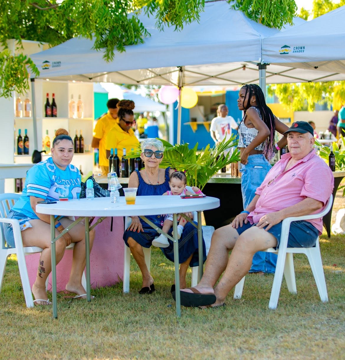 Guests and families at a Wishing Well fundraising day in Antigua